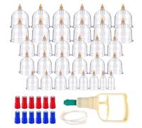 Coppette con pompa a vuoto, 32 pezzi, per terapia tradizionale cinese, coppettazione, set di coppette per viso e tutto il corpo, auto-trattamento (32P)