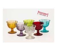 Coppette da Macedoni 6 pezzi diametro 10x10x h11 cm - 250 Ml in vetro pressato adatto alla lavastoviglie colore TRASPARENTE/AZZURRO/VERDE/AMBRA/ROSSO/VIOLA Multicolor multicolor