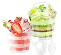Coppette Dessert, Coppette Gelato Plastica 50 Pezzi Coppette Finger Food 180ml Contenitori Fin-ger F-ood, C-oppette per Tiramisù, Bicchierini Plastica Finger Food per Dessert per Feste e Buffet