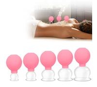 Coppette Massaggio Set, 5 Pezzi Coppettazione in Vetro Coppetta Cellulite con Sfera di Aspirazione Anticellulite Massaggio Cupping Therapy per Viso e Corpo