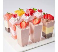 Coppette per dessert quadrate, Coppette Mousse quadrate in plastica ad alta retta, Coppette per torte, Coppette per buffet e insalata, Set di 10/20/50 Tagli Unica,50 pezzi,20 pezziColore unicoPolistir