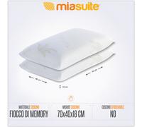 COPPIA 2 CUSCINI GUANCIALI FIOCCO IN MEMORY FOAM RIVESTIMENTO IN ALOE VERA