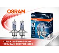 COPPIA 2 LAMPADE LAMPADINE OSRAM COOL BLUE BOOST 62193CBB AUTO MOTO H4 5500K