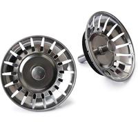 COPPIA (2 PEZZI) TAPPI LAVELLO COMPATIBILI CON FOSTER DIAMETRO 7,9 CM ACCIAIO INOX 18/10 con foro piletta 3" 1/2