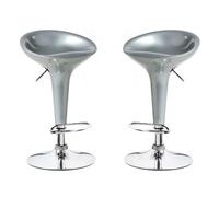 COPPIA 2 SGABELLI ABS BAR SEDIE CUCINA RISTORANTE SGABELLO SILVER ACCIAIO CASA