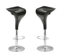 COPPIA 2 SGABELLI ABS BAR SEDIE CUCINA UFFICIO SGABELLO NERO ACCIAIO CASA - ITA