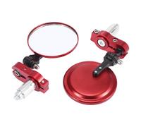 Coppia 3" Moto Retrovisore Specchi Rotondi Pieghevoli Barra Fine Specchio Rosso