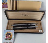 COPPIA 360 PENNA SFERA E STILOGRAFICA CROMATA SATINATA AURORA VINTAGE MARCO POLO