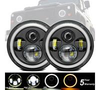 Coppia 7 " Rotondo Proiettore LED DRL Halo Angel Eye Fari Per Land Rover