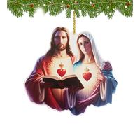 Coppia acrilico ciondolo, decorazione appesa al cuore rosso, ornamento acrilico di Gesù, libro di detenzione di orrnamenti romantici, | Ornamento di acrilič religioso con cuore per il cristiano d