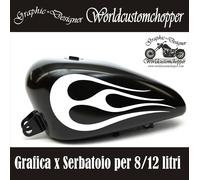 COPPIA ADESIVI STICKERS FLAM COLORE CROM DA SERBATOIO 8/12 LIT. HARLEY DAVIDSON