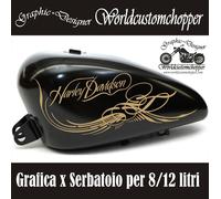 COPPIA ADESIVI STICKERS PER SERBATOIO HARLEY DAVIDSON DA 8/12 LITRI SERIE GOLD