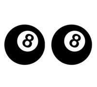 COPPIA ADESIVO 8 OTTO NERO STICKER AUTO MOTO PALLA DA BILIARDO LUCK 8 BLACK