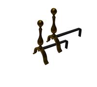 COPPIA ALARI CAMINO BRUCIALEGNA OTTONE BRUNITO ART.2041B
