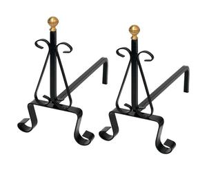 Coppia Alari Mod. Pesanti 1080/40 Con Pomoli In Ottone