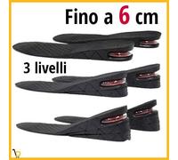 Coppia Alzatacco Soletta Tacco Plantare +6 cm Statura Aumenta Altezza uomo donna