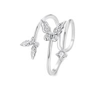 Coppia Anello avvolgente aperto regolabile Butterfly 925 Sterling Silver White Gold Dichiarazione di impilamento Pratico per le dita per le dita per donne a strati di moda FAST FATTO FATTO VALIGLIO