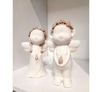 COPPIA ANGELI ANGIOLETTI IN CERAMICA 14Hx8x5,5 cm