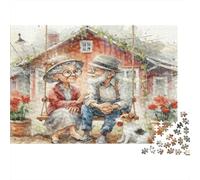 Coppia Anziana Casa di Campagna Puzzle 1000 Pezzi Puzzle per Adulti Scena Pastorale Rilassante Interazione Familiare Regalo Decorazione Casa 38x26cm/1000pcs