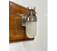 Coppia Applique da Parete Nautica Moderna Alluminio Globo Bianco Interno Esterno