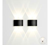 Coppia Applique LED da Parete Esterno Interno Nera Ovale 12W Luce Naturale FD-10