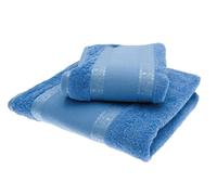 COPPIA ASCIUGAMANI DA BAGNO IN SPUGNA 100% COTONE DA RICAMARE A PUNTO CROCE