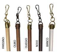 Coppia Asta in legno per tenda frusta guidatenda da 125 cm tiratenda ad anelli