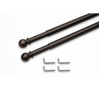 Coppia Astine Tex per Tende a Vetro Ø7 mm, Ottone Bronzato Satinato, Estensibili/Telescopiche e Tagliabili, Supporto a Vite con 4 Viti a L, Made in Italy - Cm. 50-80