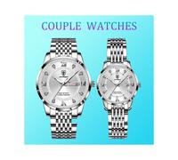 (coppia bianco argento) Set di orologi Poedagar per lei e per lui, marchio di lusso di alta qualità,