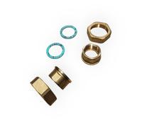 COPPIA BOCCHETTONI PER CIRCOLATORE POMPA IN OTTONE Ø 1" X 1"1/2 FEMMINA CON GUAR