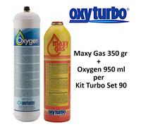 Coppia bombole (1 Ossigeno 1 Lt + 1 Maxy Gas 350 gr) per saldatore Turbo Set 90