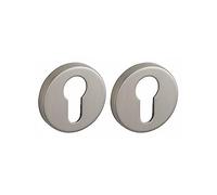 Coppia borchie, rosetta tonda Boston Ø 50mm foro per cilindro europeo, nichel satinato - FROSIO BORTOLO