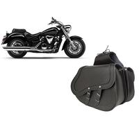 Coppia Borse bisacce valigie laterali pelle cuoio moto Yamaha Dragstar 650 1300