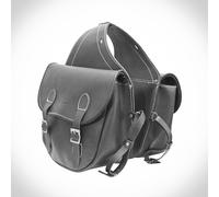 Coppia Borse laterali bisacce nere pelle moto custom morbide regolabili