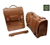 Coppia Borse Laterali In Pelle Marrone Per Royal Enfield Classic