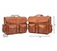 Coppia Borse Laterali Moto In Pelle Marrone PARRYS 15in Pannier Saddlebag