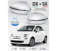 COPPIA CALOTTE SPECCHIO CROMATE PER FIAT 500 3P 2007 COVER GUSCI SPECCHI DX SX