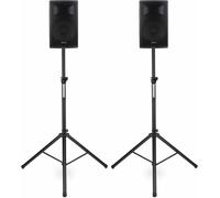 Coppia Casse Amplificate Attiva Bluetooth USB SD 10'' 2-Band EQ 400W + 2 Stativi