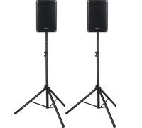 Coppia Casse Amplificate Attive Bluetooth Woofer 10'' 800W 2 Stativi Treppiedi