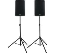 Coppia Casse Amplificate Attive Bluetooth Woofer 15'' 2000W 2 Stativi Treppiedi