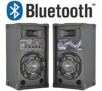 COPPIA CASSE AMPLIFICATE ATTIVE KARAOKE 200W LED BLUETOOTH ALTOPARLANTI
