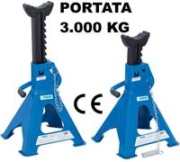 COPPIA CAVALLETTI FERVI SOLLEVA ALZA AUTO MOTO PORTATA 3 TONNELLATE TON CRIC