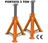 COPPIA CAVALLETTI PIEGHEVOLI SOLLEVA SOLLEVAMENTO AUTO PORTATA 3 T TONNELLATE