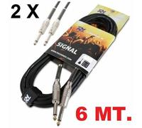 COPPIA CAVI AUDIO 6 MT. JACK 6,3 MONO - JACK 6,3 MONO chitarra mixer casse