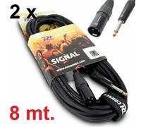 COPPIA CAVI AUDIO 8 METRI CANNON XLR M JACK MONO 6,3 MM casse amplificate mixer
