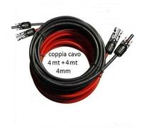 Coppia Cavo Solare 4mt Rosso + 4 mt Nero 4mm doppi connettori