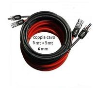 Coppia Cavo Solare 5mt Rosso + 5 mt Nero da 6mm+4 Connettori