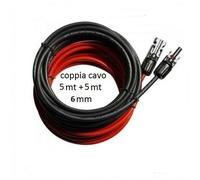 Coppia Cavo Solare 6mm 5mt Rosso e 5mt Nero + connettori Fotovoltaico ABITAZIONE