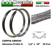 COPPIA CERCHI ALLUMINIO 140 X 18 36 FORI PROFILO H MOTO DEPOCA ANNI 60 70 WM0