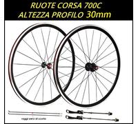 COPPIA CERCHI ALLUMINIO RUOTE 700c BICI CORSA STRADA 8-9-10-11 Velocità LEGGERE